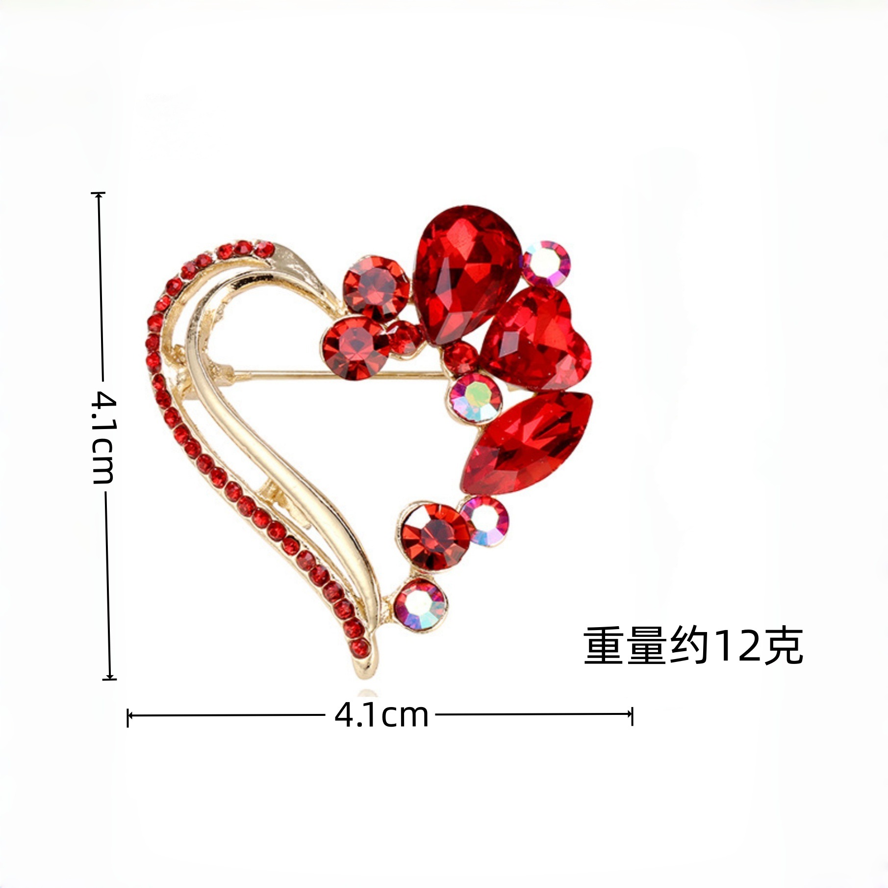 Red Crystal Open Heart Brooch  - Women'S Formal Day Wear บทวิจารณ์และราคา