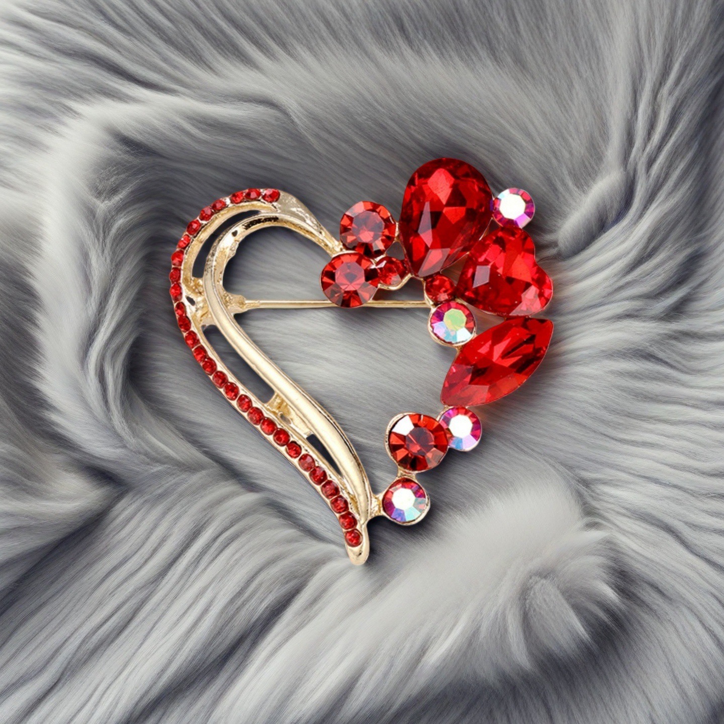 Red Crystal Open Heart Brooch  - Women'S Formal Day Wear บทวิจารณ์และราคา