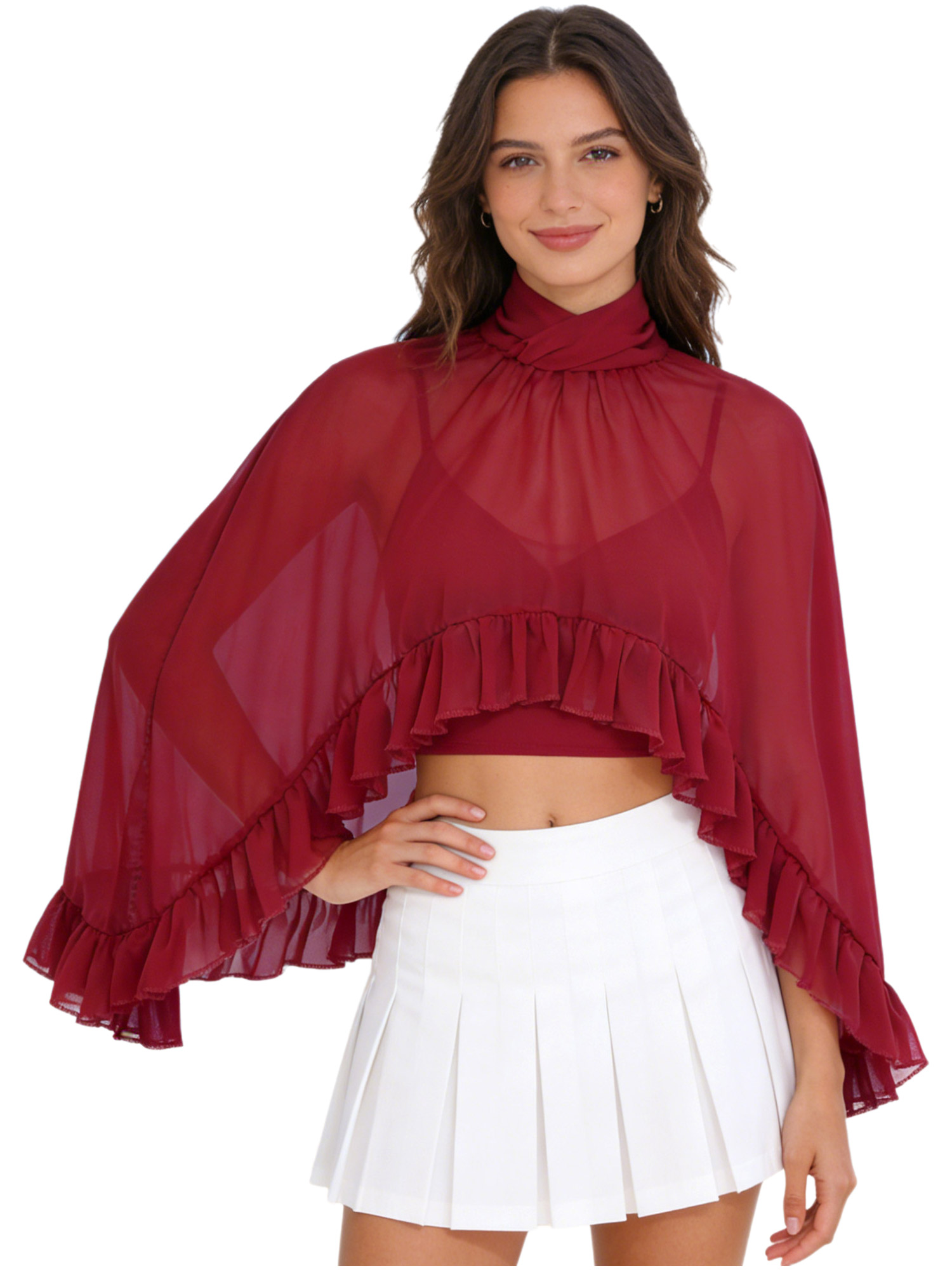 Women Chiffon Shawl Blouse Hig - Women Formal Wear Types บทวิจารณ์และราคา