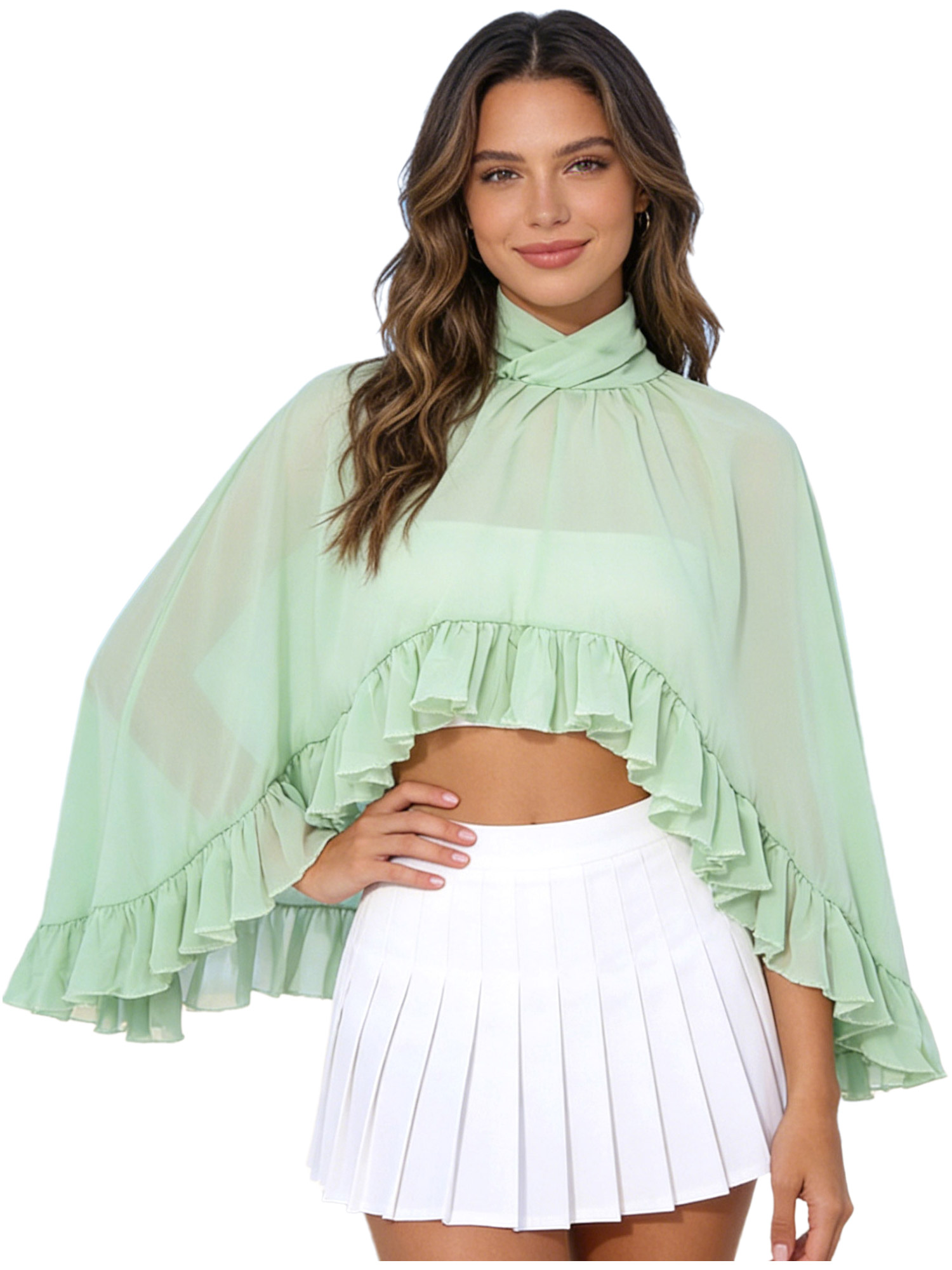 Women Chiffon Shawl Blouse Hig - Women Formal Wear Types บทวิจารณ์และราคา