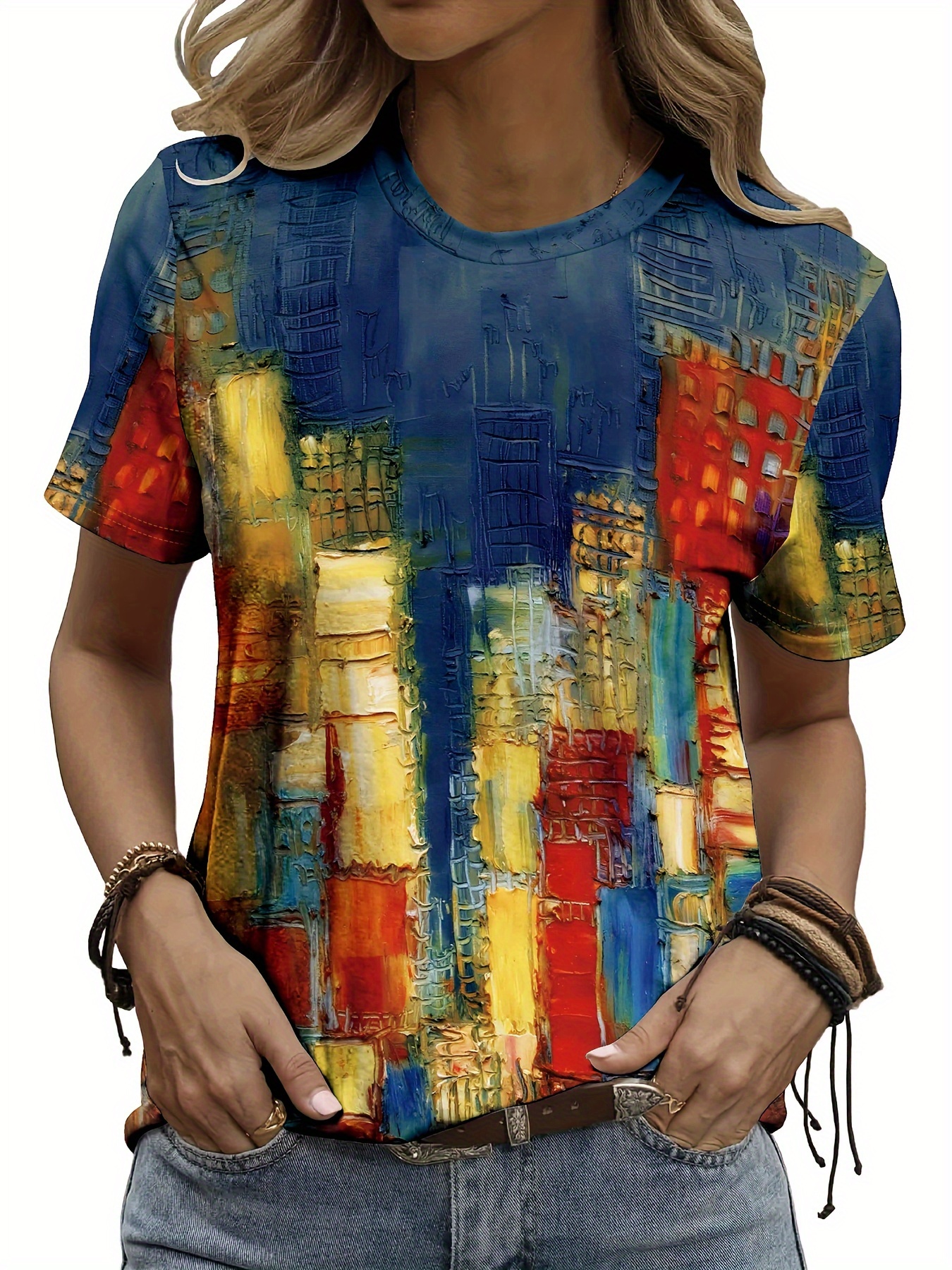 Vibrant Cityscape Women's Tee  - Women'S Formal Day Wear บทวิจารณ์และราคา