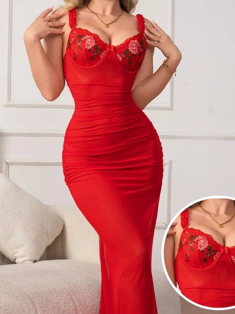 Red Ruched Dress With Strap Bo - Women Formal Wear Trends บทวิจารณ์และราคา